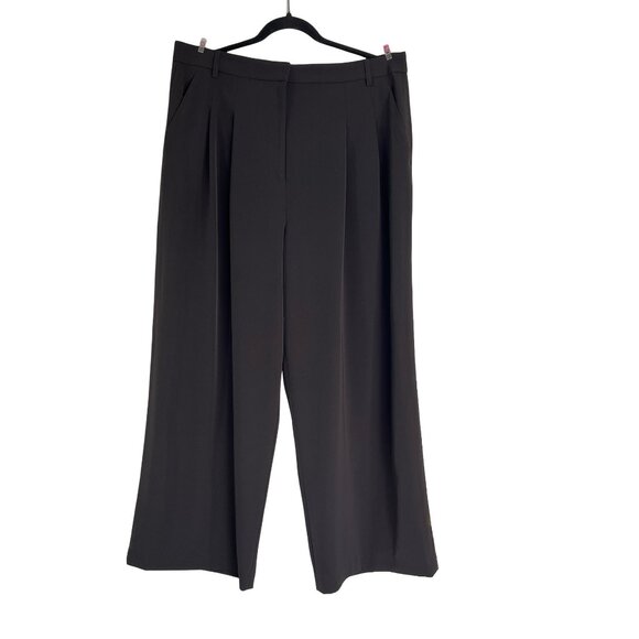 Wide Leg Pants. Black Trouser, High Waist,Pleated. Elastic waistband. Size 14. - Picture 3 of 14